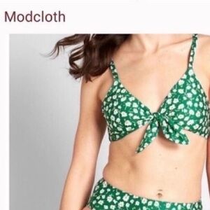 ModCloth Alyssa Bikini Top Green Floral